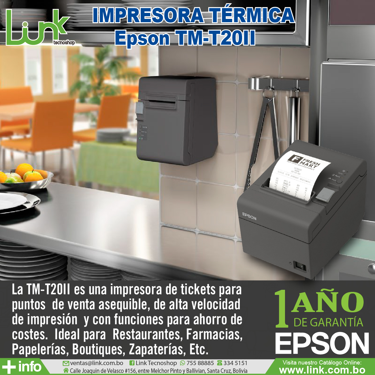 Link Tecnoshop - Epson TM T20II, impresora tÃ©rmica de Punto de Venta!